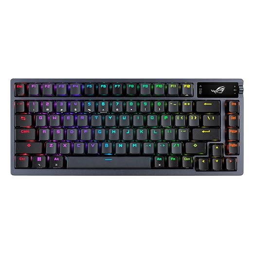 ASUS ROG Azoth Wireless Mechanical Gaming Keyboard – 75% TKL, Tri-Mode Connectivity, Hot Swappable Pre-lubed ROG NX Storm Clicky Switches, PBT Keycaps, RGB, OLED Display, PC/Mac Support - Black by Unknown