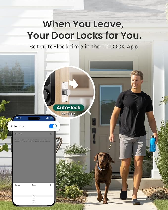 DESLOC B200 Fingerprint Smart Door Lock with App Control, Keyless Entry Deadbolt for Front Door, Auto Lock, Touchscreen Keypad, 8 Unlock Methods, USB-C Backup Power, 12-Month Battery, BHMA Grade3 - Image 7