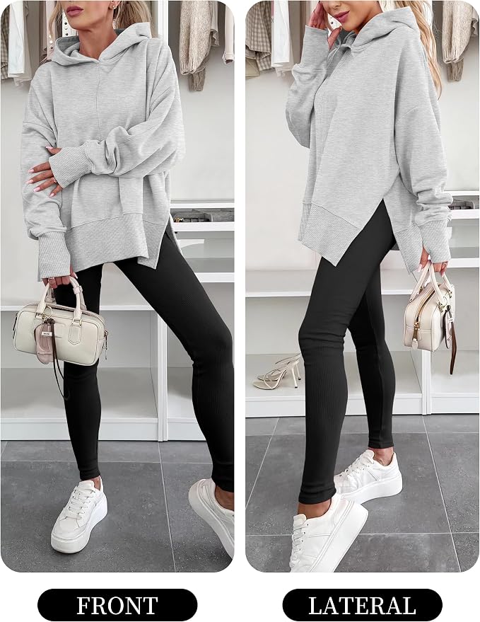 ANRABESS Womens Oversized Hoodies Long Sleeve Fleece Side Slit Hooded Sweatshirts Pullover 2026 Fall Outfits Y2K Clothes - Image 6
