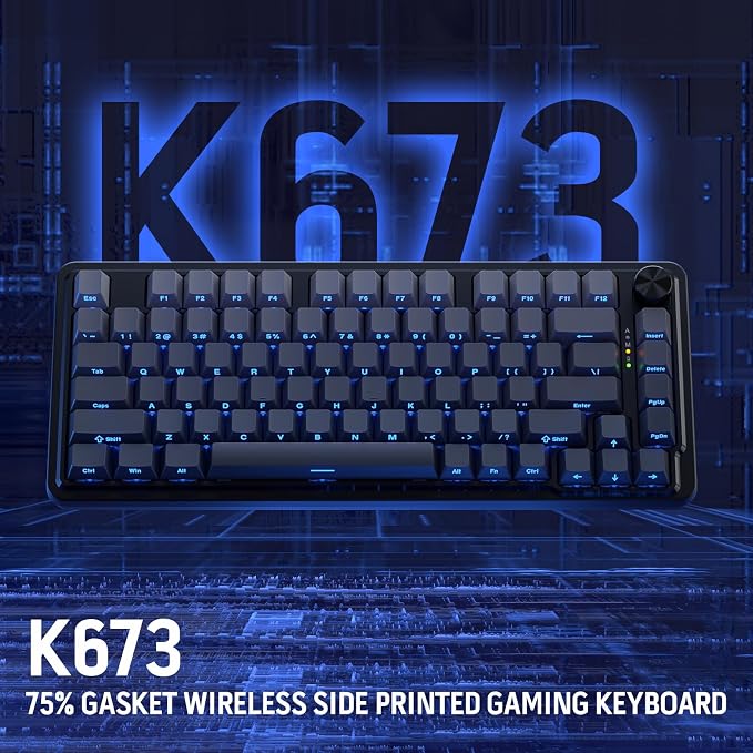 Redragon K673 PRO Wireless 81-Key RGB Gasket Gaming Keyboard, Scroll Knob | Multi-Function Control Wheel, 0-Delay Tri-Mode, Cushioned 5-Layer Noise Dampening for Creamy Thocky Sound, Compact 80% Size - Image 9