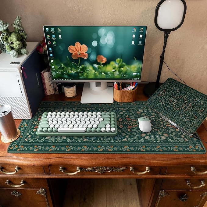 iCasso Desk Mat,Mouse Pad for Office Decor,35.4x15.7in,Deep Green | Back to School Desk Pad Mat, Anti-Slip Big Mousepad with Stitched Edges for Computer Desktop,Smooth Water-Resistant - Image 7