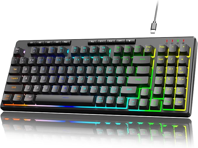 Redragon K517 Pro Wired Gaming Keyboard, RGB Backlit, Mechanical Feel 94 Keys Computer Keyboard with 4 Macro Keys, Number Pad, Anti-Ghosting, 4000mAh Battery for Win/MAC, PS4/5, Xbox by REDRAGON