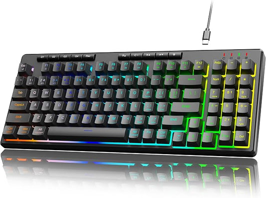 Redragon K517 Pro Wired Gaming Keyboard, RGB Backlit, Mechanical Feel 94 Keys Computer Keyboard with 4 Macro Keys, Number Pad, Anti-Ghosting, 4000mAh Battery for Win/MAC, PS4/5, Xbox by REDRAGON