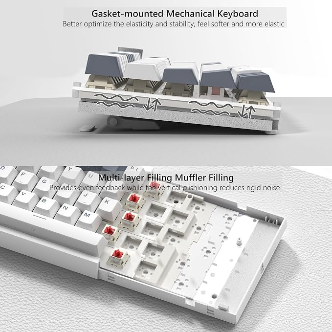 Womier 60% Gaming Keyboard Wired, Creamy Mechanical Keyboard QMK/VIA | Hot Swappable Gasket Mount RGB Key board & Translucent Keycaps POM Linear Switch for Windows/MAC (VK66 PRO White) - Image 4
