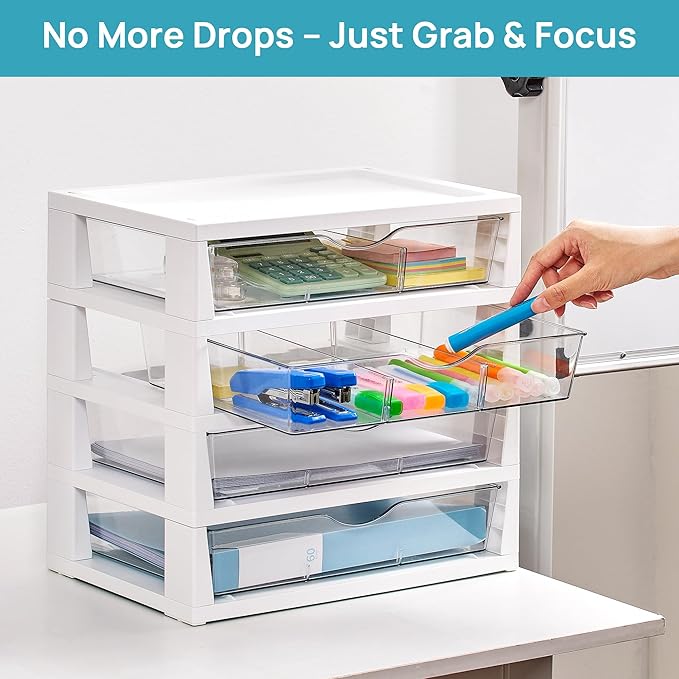 Vtopmart Clear Desktop Organizer, 4-Tier Drawer Storage with Dividers - Image 5