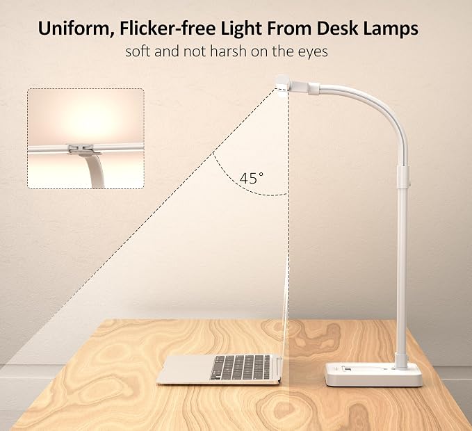 Double Head LED Desk Lamp, Architect Desk Lamps for Home Office, 24W Brightest Workbench Office Lighting-5 Color Modes and 5 Dimmable Eye Protection Modern Desk Lamp (White-Desktop, Big) - Image 6