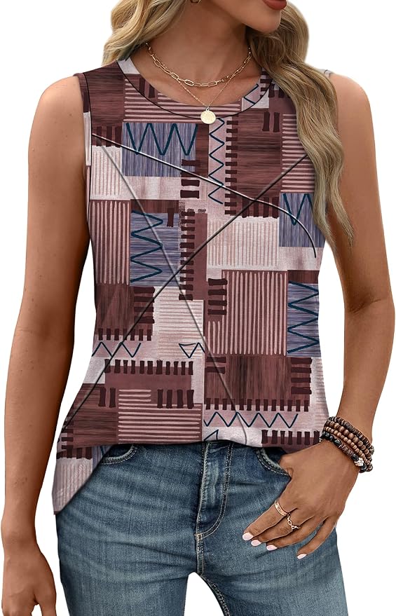 WIHOLL Women's Sleeveless Summer Crewneck Loose Fit Tank Tops - Image 3