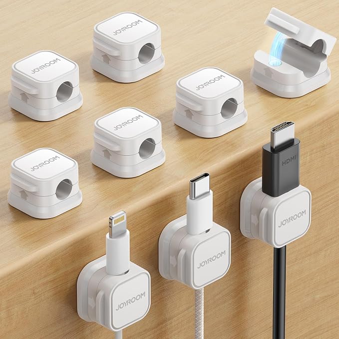 JOYROOM 9 Pack Magnetic Cable Clips, Cord Organizer Adhesive Wire Holder | Home Nightstand Office Desk Accessories, Car Wall Organization, Phone Charger Cord Holder Management, Cable Smooth Adjustable by JOYROOM