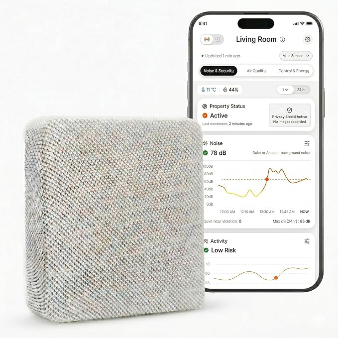 Layla Noise & Security Monitoring Device for Airbnb, Rental, Office & Home | Noise, Humidity & Occupancy Sensor, Intruder Detection, Guest Counting | Radar-Based Motion Detection | Privacy-Safe by LaylaEco