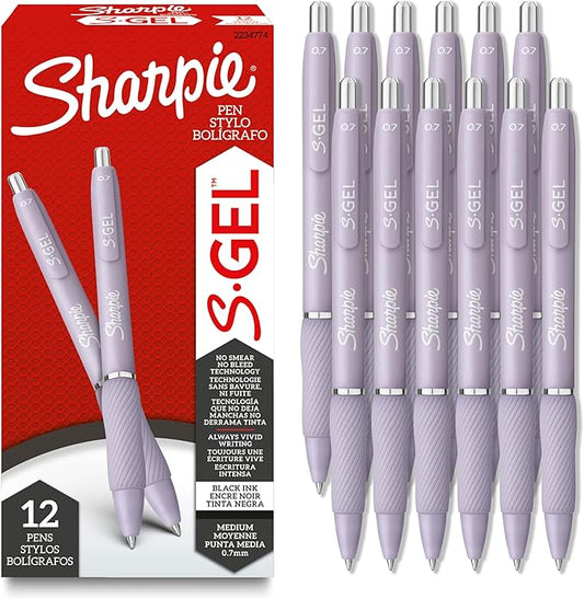 Sharpie S-Gel, Gel Pens, Medium Point (0.7mm), Icy Violet Barrel, Black Ink, 12 Count by Unknown