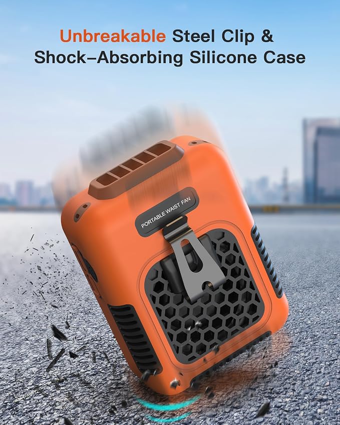 Cooling Waist Fan w/Steel Clip and Silicone Sleeve, Under Shirt Fan Clip On, 24H Personal Fan, 3 Speeds Cooling Belt Fan, Rechargeable Body Fan for Outdoor, Travel, Gift for Workers in Heat - Image 5