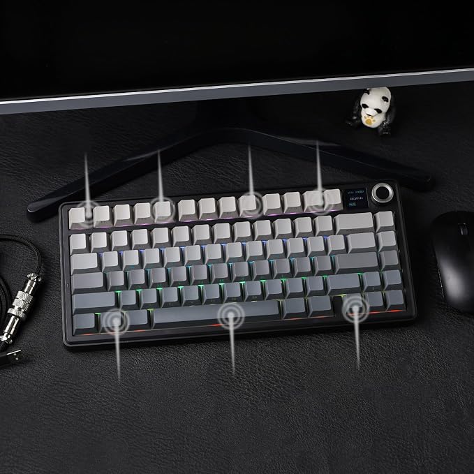 EPOMAKER X Aula F75 MAX Wireless Mechanical Keyboard with TFT Screen and Knob, Gasket Gaming Keyboard in 75% Layout, Hot Swappable, RGB Backlight, for PC/Mac/Linux (Black Gradient) - Image 7