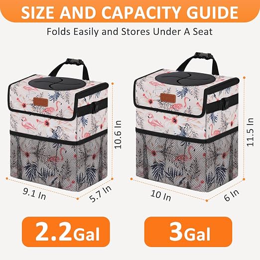 Vankor Cute Car Trash Can, Car Accessories for Women Interior Can Trash Bag Hanging Automotive Garbage Cans Pink Flamingo - Image 7