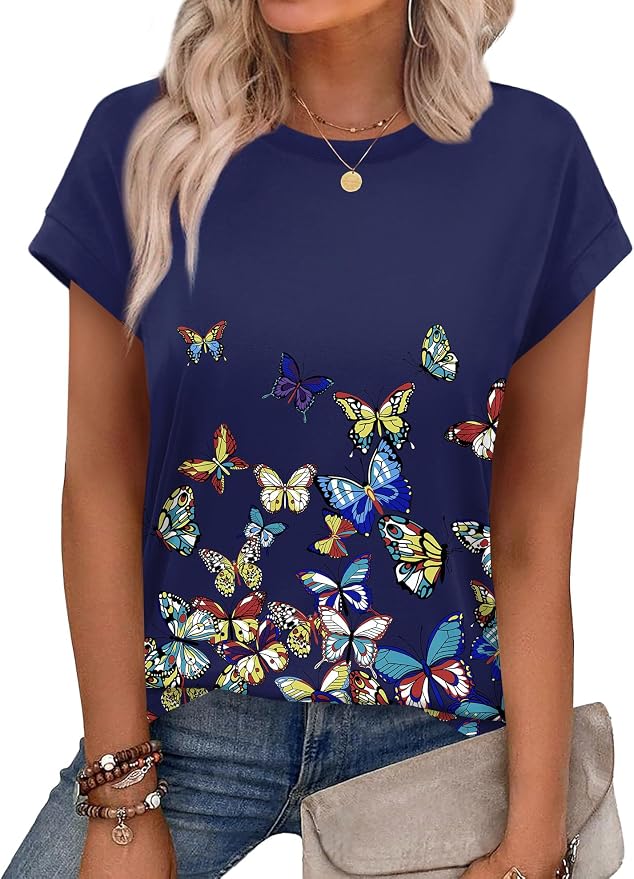 Alaroo Womens Summer Tops Short Sleeve Shirts Crew Neck Tshirt Cute Trendy Tunic Blouses (S-3XL) by Alaroo