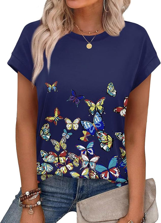 Alaroo Womens Summer Tops Short Sleeve Shirts Crew Neck Tshirt Cute Trendy Tunic Blouses (S-3XL) by Alaroo