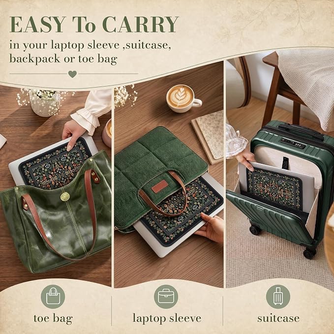 iCasso Aesthetic Small Mouse Pad, 9.5x7.9in,Home Office, Black Floral | Mini Portable Travel Mousepad, Anti-Slip and Comfortable Cloth Mouse Mat with Stitched Edges for Computer, Home - Image 6