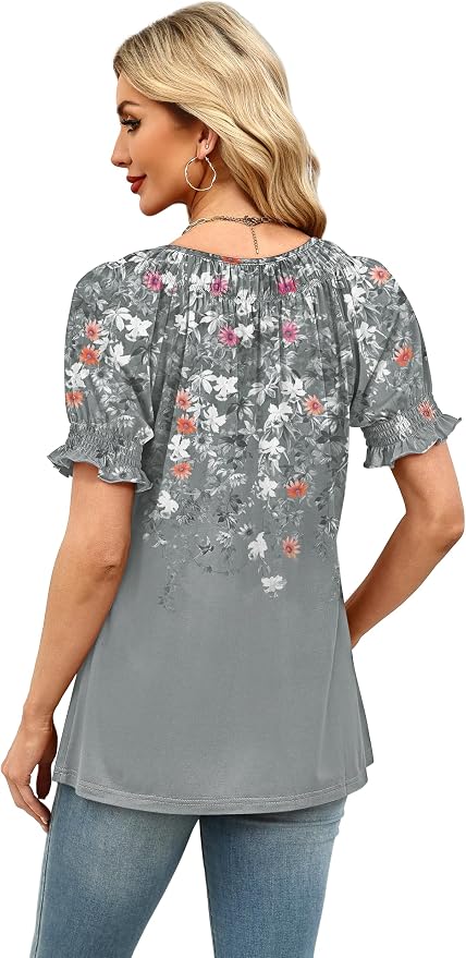 WIHOLL Womens Short Sleeve Square Neck Summer Tops Dressy Casual Blouses Trendy Clothes 2026 - Image 6