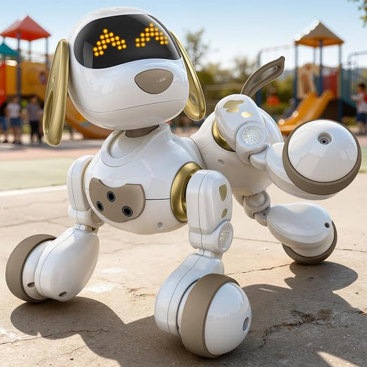 Ruko 18011 Smart Robot Dog, Interactive Puppy with 30 LED Expressions | Programmable Robot Pet, 2.4GHz Remote & Gesture Control, Head Touch Sensor, Barks, Pees, Spins, Toy for Kids Age 3+ by Ruko