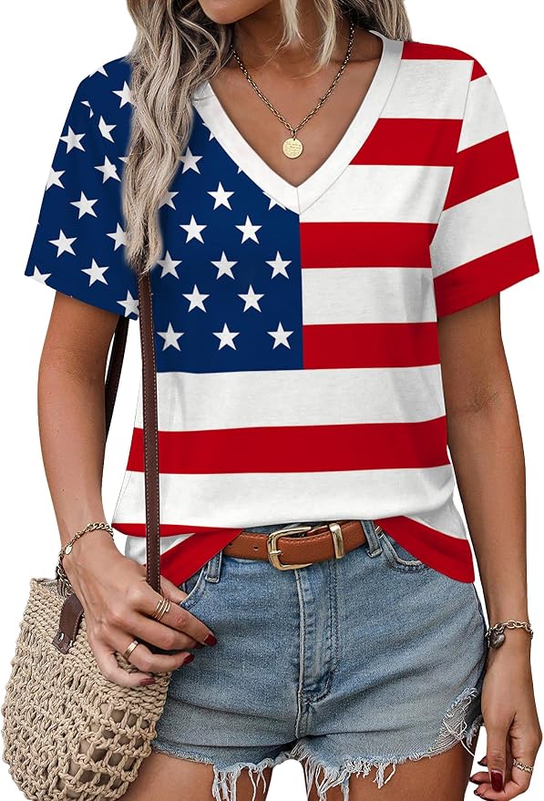 Alaroo Womens Summer Tops 2026 V Neck Short Sleeve Shirts Trendy Dressy Casual Vacation Outfits Printed - Image 3