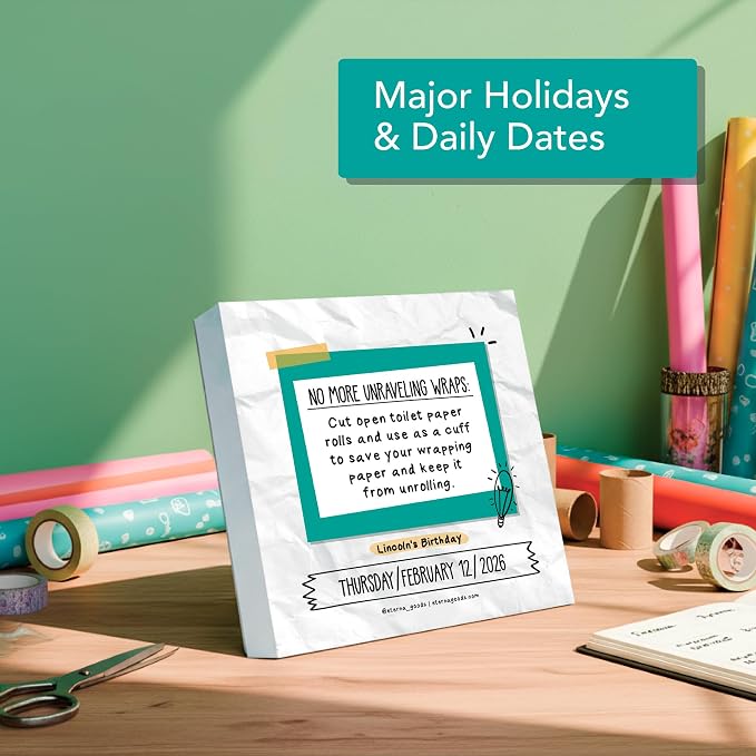 2026 Daily Life Hacks Desktop Calendar | Day To Day Tear Off Calendar with 365 Interesting Hacks & Facts for Everyday of the Year, Fun Box Calendar Gift For Men or Women, Christmas Stocking Stuffer Gift for Home or Office - Image 8