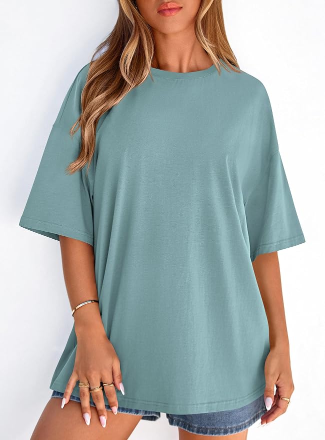 PRETTYGARDEN Womens 2026 Spring Going Out Tops Casual Short Sleeve Crewneck Loose Fit Basic Oversized T Shirts Summer Outfits - Image 7