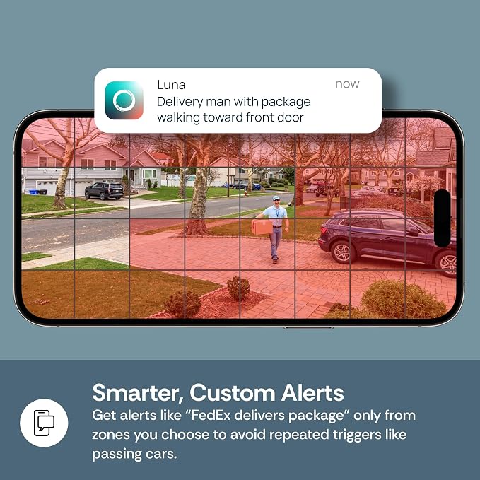 Luna 3MP 2K Window Camera, 2.4GHz & 5GHz WiFi6 Indoor Cameras for Home Security Outdoor, Smart AI Descriptive Motion Alert, Color Night Vision, Stick-On Glass-Angled Mount Wired, Easy & Quick Install - Image 4