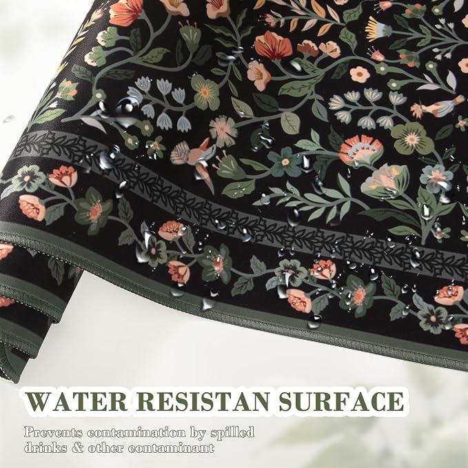 iCasso Floral Desk Mat,Mouse Pad for Office Decor,35.4x15.7in,Black | Back to School Desk Pad Mat, Anti-Slip Big Mousepad with Stitched Edges for Computer Desktop,Smooth Water-Resistant - Image 5