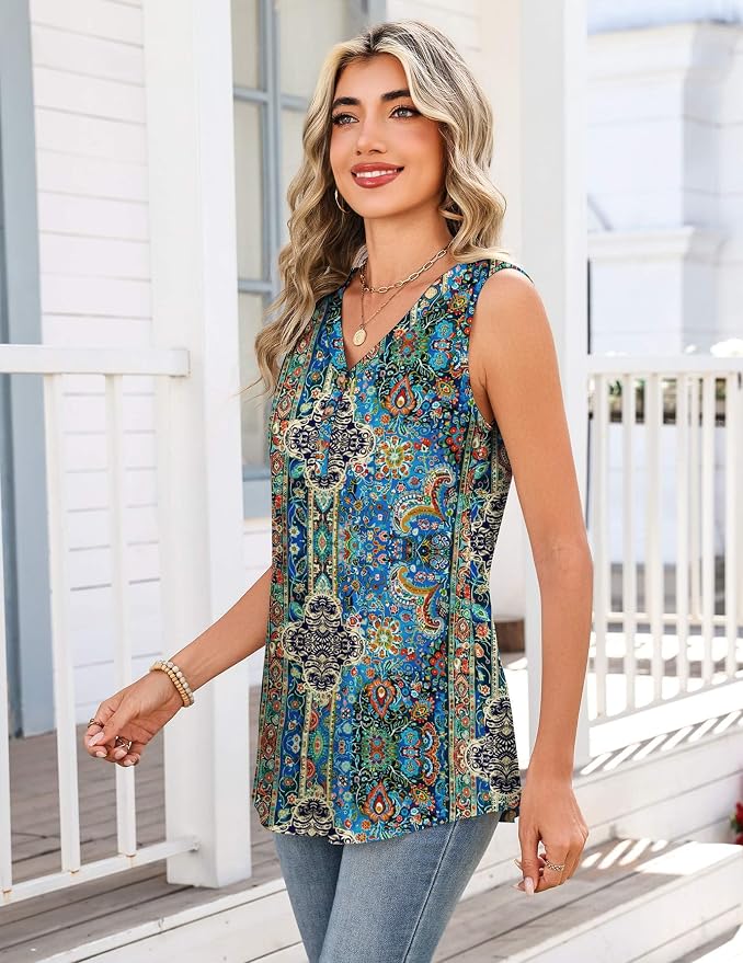 Zeagoo Tank Tops for Women 2026 Summer Top Henley Shirts Dressy Casual Loose Fit V-Neck Button Down Sleeveless Tshirt Blouse - Image 4