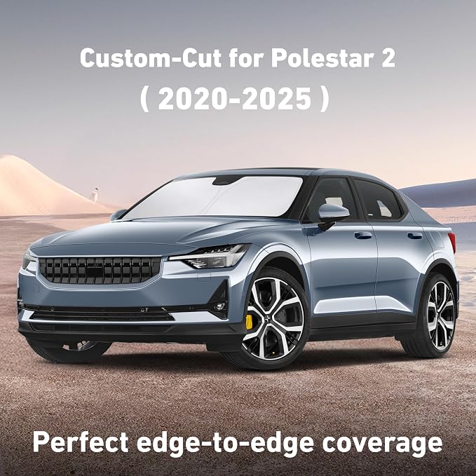 EcoNour Windshield Sunshade Compatible for Polestar 2 2020-2023 2024 2025, Sun Visor for Front Windshield & Window Sun Shade Cover, UV Heat Blocker & Protector, Car Accessories - Image 2