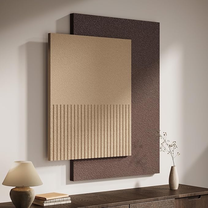 Cuspin Large 3D Textured Neutral Brown Wall Art, Modern Minimalist Paintings Beige Wall Decor, Neutral Abstract Artwork for Living Room Bedroom Dining Room Hallway Office Walls by Cuspin