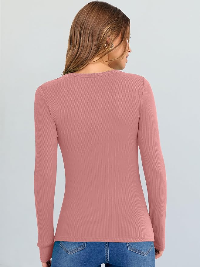 ANRABESS Long Sleeve V Neck Shirts for Women | Soft Comfy Ribbed Knit Fitted Tshirts, Casual Going Out Tops, 2026 Trendy Basic, Fall Winter Underscrub Layering Clothes - Image 3
