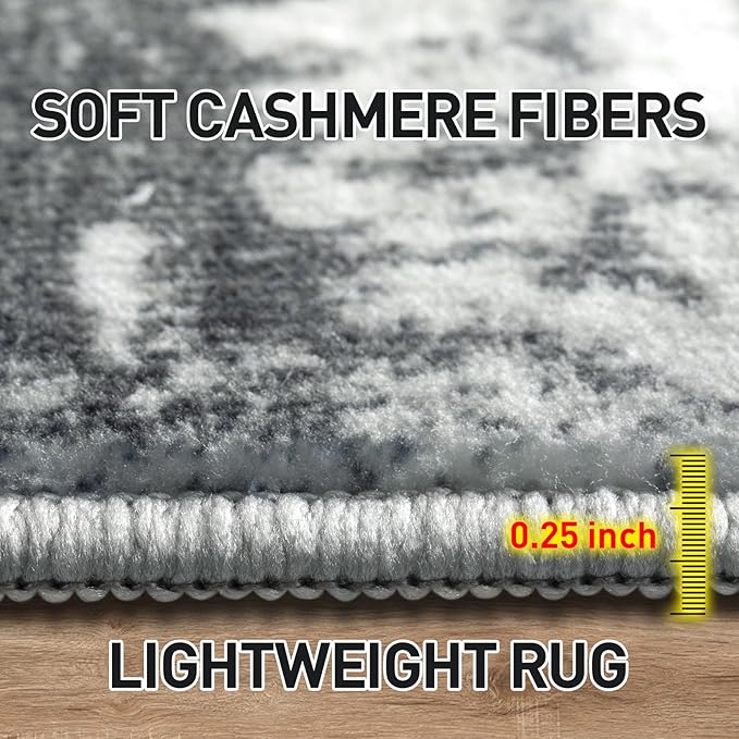9x12 Area Rugs Washable Rug: Modern Abstract Living Room Rug Soft Anti-Skid Thin Carpet Indoor Floor Non-Shedding Carpets for Bedroom Dining Room Farmhouse Nursery Home Office Black Grey Gold - Image 7