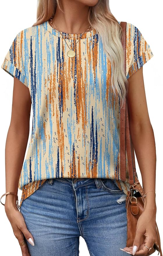 Alaroo Womens Summer Tops Short Sleeve Shirts Crew Neck Tshirt Cute Trendy Tunic Blouses (S-3XL) - Image 3