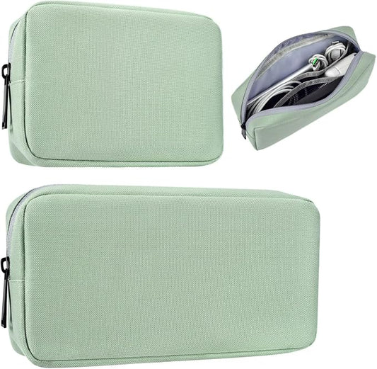 imComor Universal Electronics Accessories Case Bag, 2-Pack Portable Soft Carrying Case Bag Pouch Wire Cable Organizer for Hard Drive, Power Adapter, Laptop Mouse, Cosmetics Kit, Small+Big-Mint Green by imComor