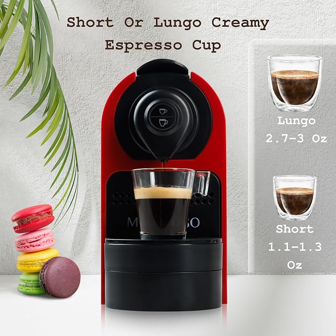Mixpresso Espresso Machine, Compatible with Nespresso OriginalLine Capsules | 1400W single serve coffee maker with one-touch operation, 19-bar Italian pump and 27oz water tank, red - Image 3