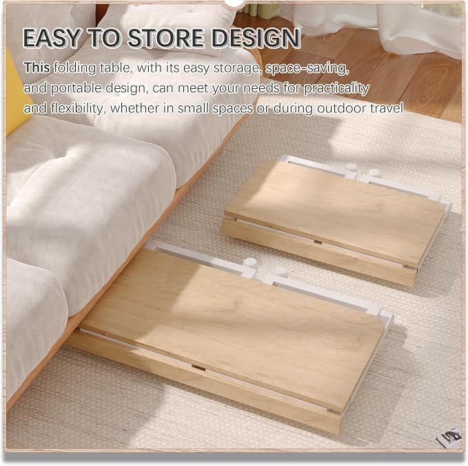 4NM No Tool Assembly 23.6" Small Desk, Folding Portable Desk with Wheels, Adjustable Height Foldable Computer Home Office Desks, Collapsible Study Writing Table for Space Saving Bedroom - Cloud Oak - Image 4