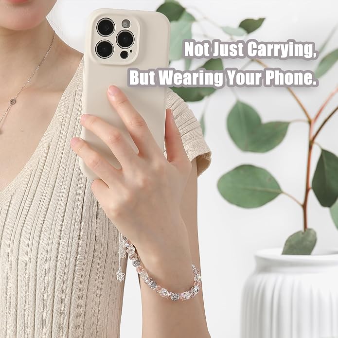 Phone Charm with Beaded Crystals, Anti-Theft Phone Strap, Hands-Free & Detachable Cellphone Lanyard, Cellphone Chain Wristlet with Tether Tab - Image 2