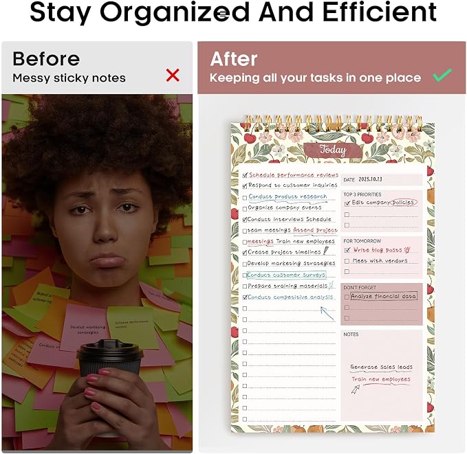 Taja To Do List Notepad, Undated Daily Planner for Work and Goal Setting | Cherry Orchard, 52 Sheets, 9.8" x 6.5" , for Office, Home and school, Daily Task Planning, Notes and Everyday Organization - Image 5