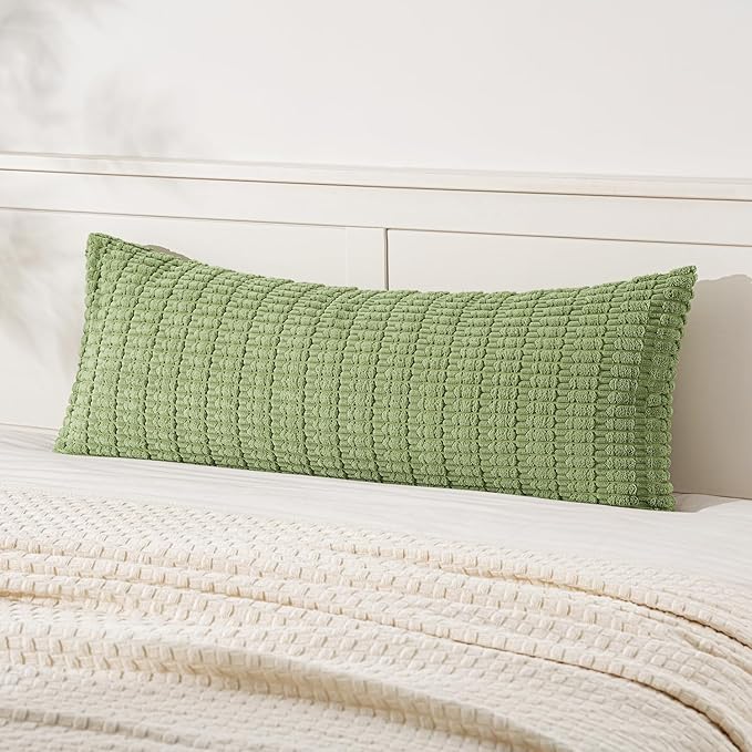 MIULEE Pack of 1 Spring Sage Green Long Body Lumbar Decorative Throw Pillow Cover 14x36 Inch for Bed Couch Sofa Living Room Soft Boho Pillow Cover Modern Farmhouse Home Decor by MIULEE