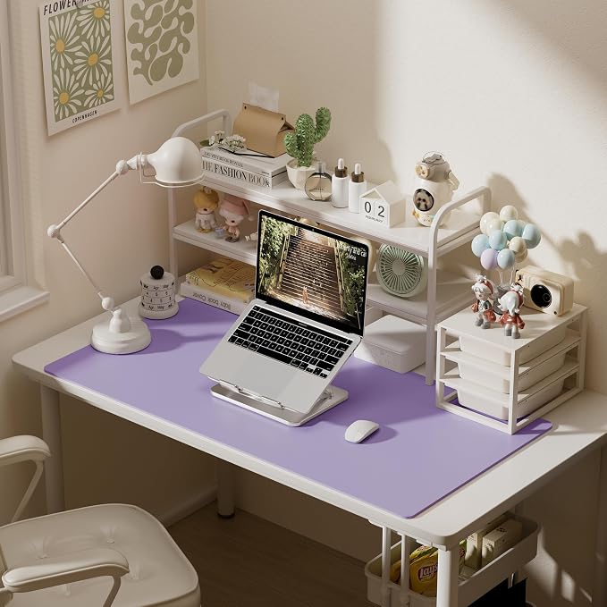Aothia Faux Leather Desk Mat (Light Purple, 23.6" x 13.7") | Creates One Clean Surface For Your Keyboard, Mouse And Laptop, Helping Keep Your Workspace Organized Every Day - Image 9