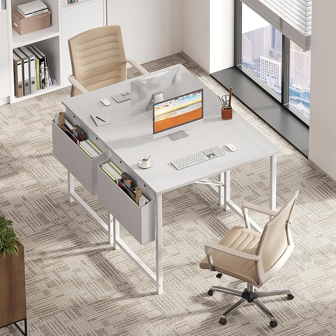 OLIXIS Small Computer Desk, 31 Inch Gaming Desks for Home Office | Writing Study Craft Work Table, Computer Workstation for Bedroom Small Spaces with Storage Bag, All White - Image 5