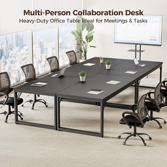 Mericonia 48 Inch Computer Desk, 1" Thick Small Office Table, Black | Modern Simple Style, Heavy Duty Industrial Frame, Small Study & Writing Table for Home Bedroom Work - Image 7