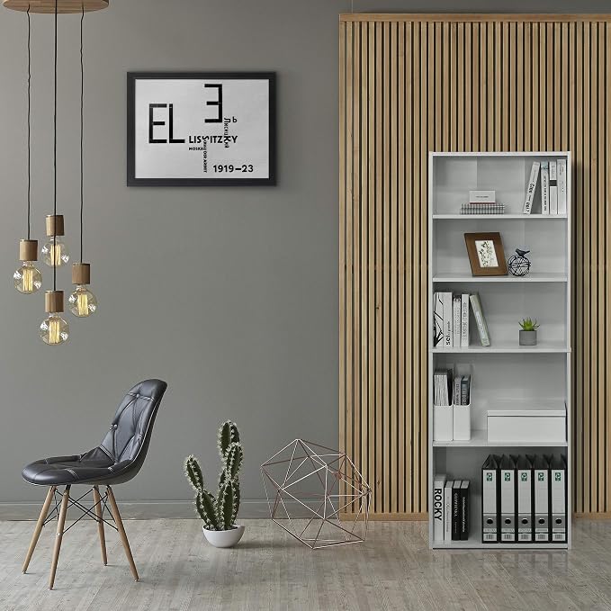 FURINNO Wright 5-Shelf Bookcase, Soft White - Image 5