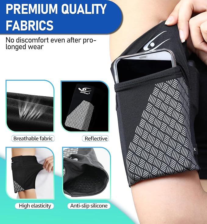 HiRui Universal Sports Armband Cell Phone Armband Sleeves Running Armband for Exercise Workout, Compatible with iPhone 17/17Plus/Pro/16/15/15Plus/14 Samsung Galaxy All Phones (X-Large, Black) - Image 3