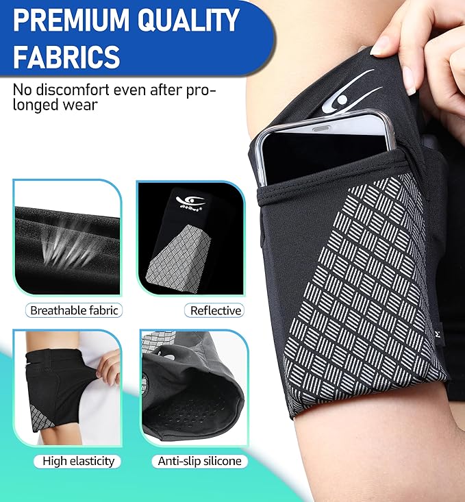 HiRui Universal Sports Armband Cell Phone Armband Sleeves Running Armband for Exercise Workout, Compatible with iPhone 17/17Plus/Pro/16/15/15Plus/14 Samsung Galaxy All Phones (Medium, Black) - Image 3