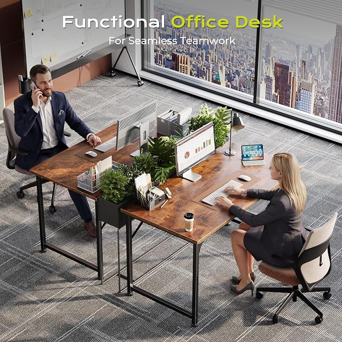 PRAISUN 40 Inch Computer Desk, Home Office Desk with Spacious Desktop, Rustic Brown - Image 7