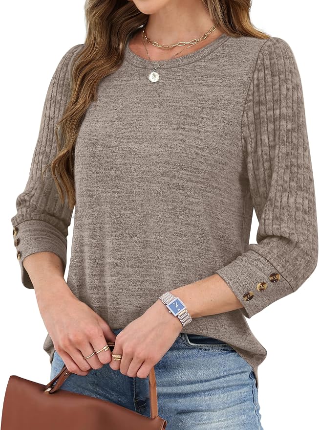 WIHOLL 3/4 Length Sleeve Womens Tops Sweaters Shirts Lightweight Spring Outfits 2026 Winter Clothing S-2XL - Image 3