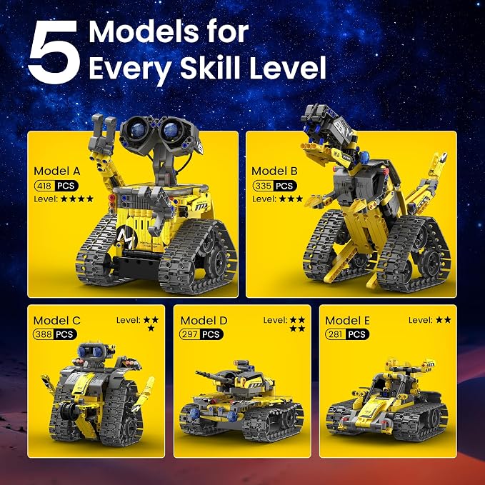 Sillbird STEM Robot Building Kit with Remote Control Gifts for Boys 8-13 | Coding Robotic Set, Educational Birthday Gifts, App-Controlled, Buildable 5in1 Models, Rechargeable Toys for Kids, 488 Pieces - Image 6