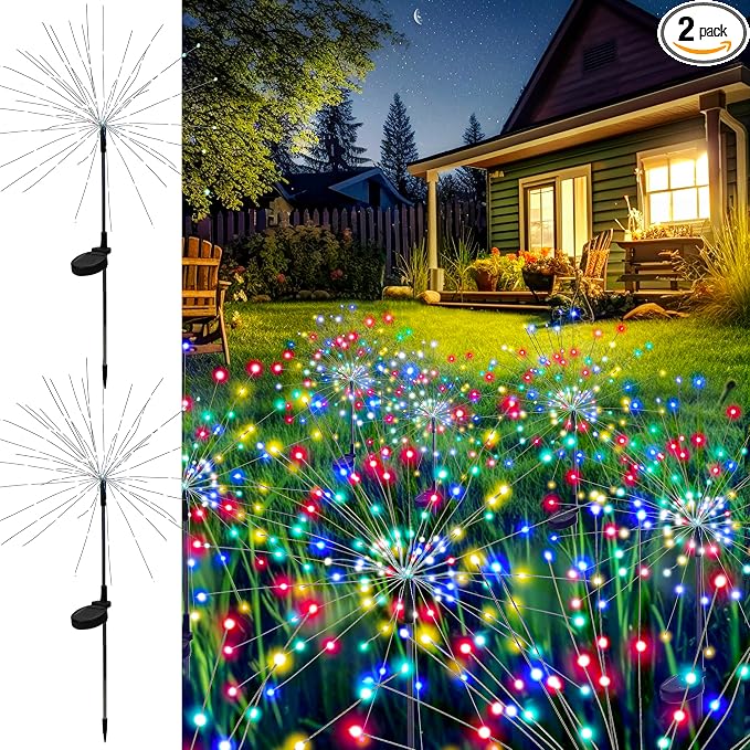 GIGALUMI Garden Outdoor Decor Lights 120LED 2Pack, Solar Garden Lights for Yard Outside Fairy Decorative,Solar Powered for Yard Pathway Flowerbed Planter Balcony Patio Decor（Multicolor） by GIGALUMI