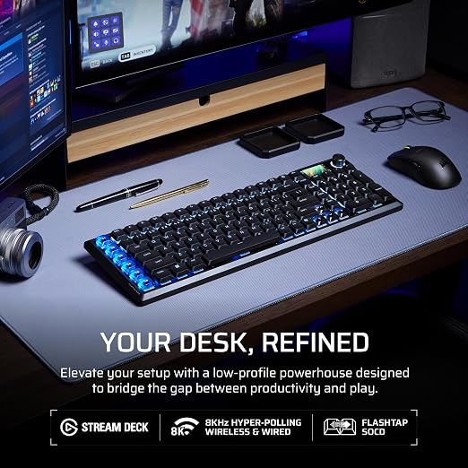 Corsair Vanguard AIR 99 Wireless Low-Profile Optical-Mechanical RGB Gaming Keyboard – QWERTY US, 99% Layout, OPX Switches, 8000Hz Hyper-Polling, Stream Deck Integration, Flashtap SOCD – Black - Image 2